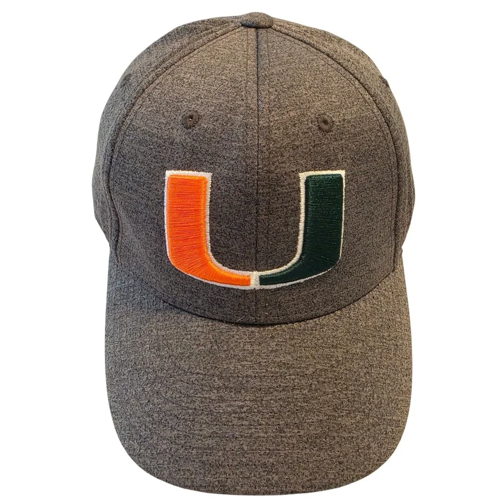 Fan Favorite Miami Hurricanes Hat Mens Grey Heathered Snapback U‎ Logo Cap NCAA